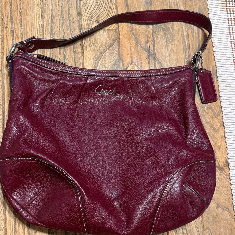 Coach Deep Red Leather Shoulder Bag